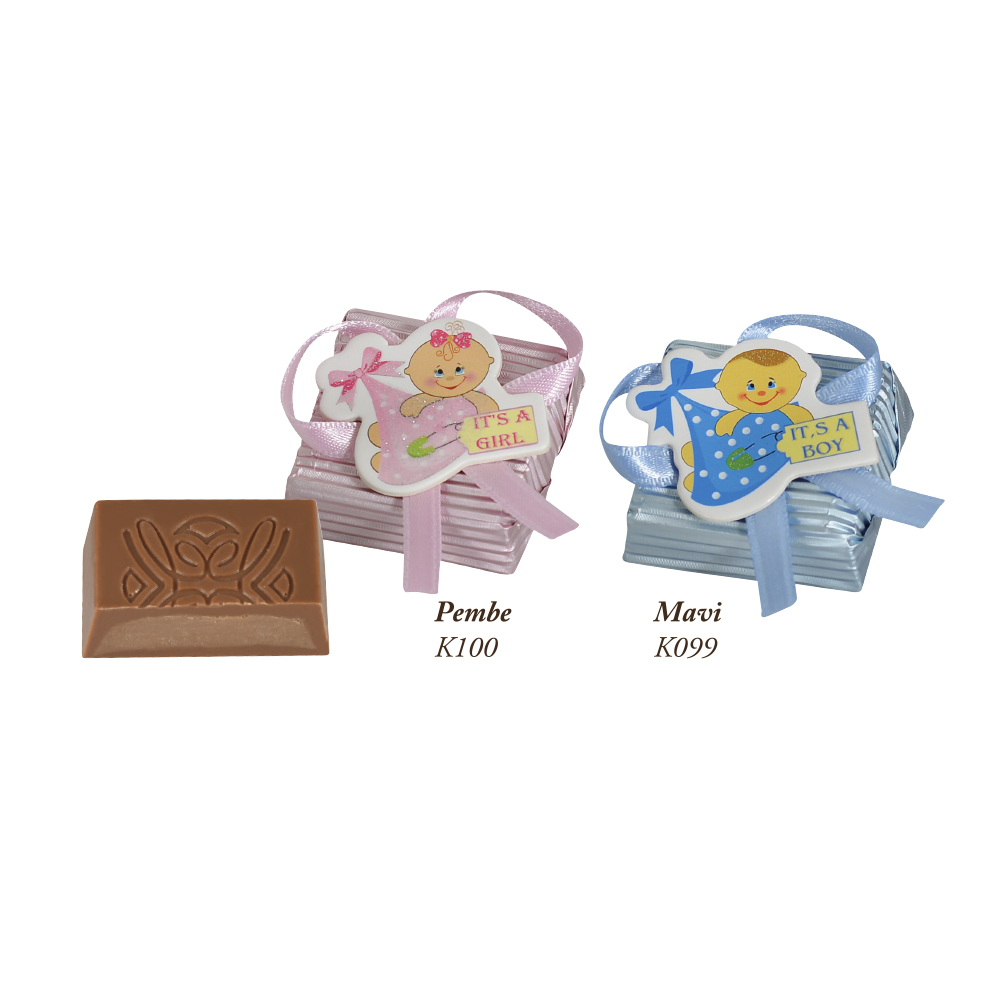 Dekorlu Kare Bebekli Sticker Sütlü Fındık Gianduja dolgulu