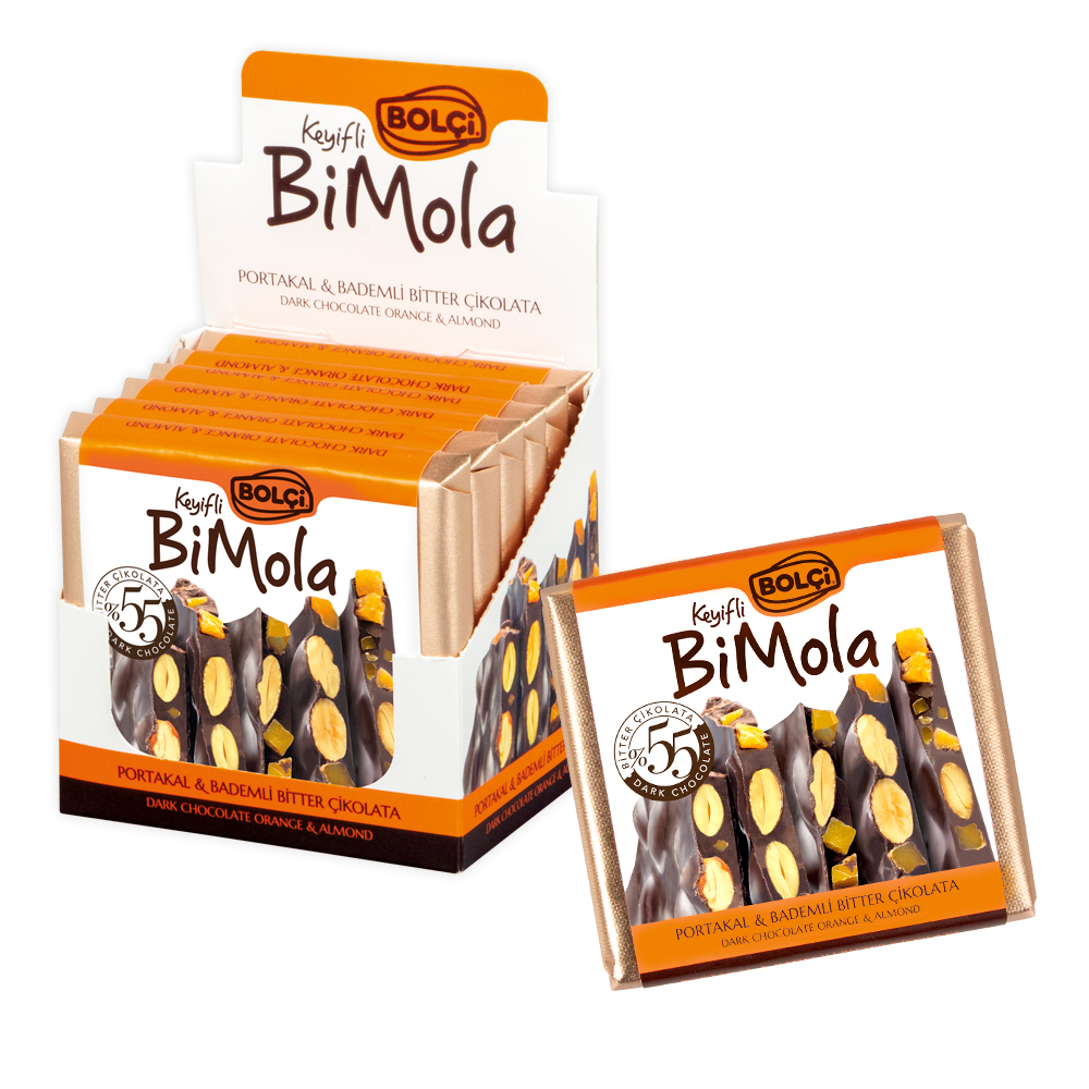 Bi Mola Bitter Portakal Badem Tablet Çikolata 70 Gr