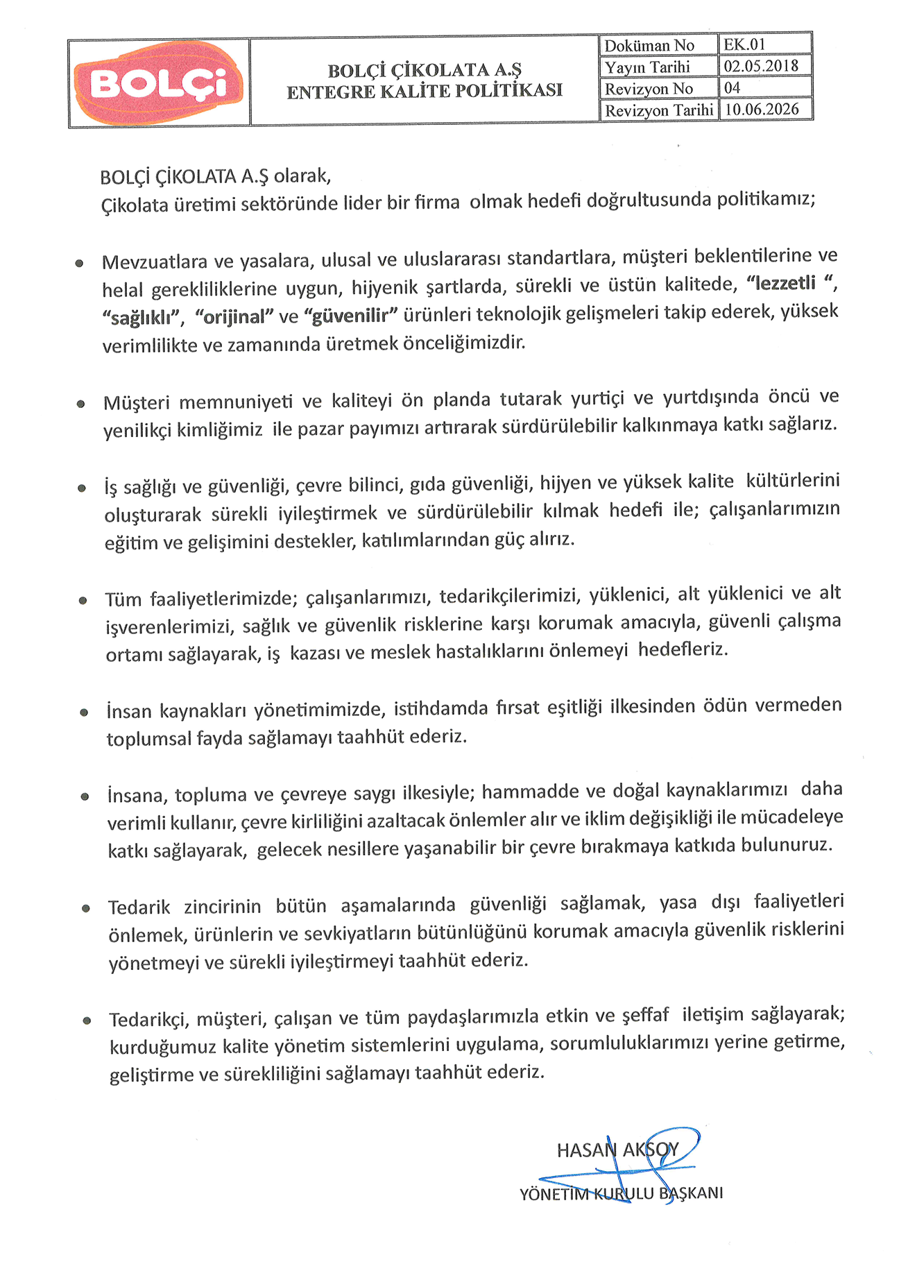 entegre kalite politikasi 10062026